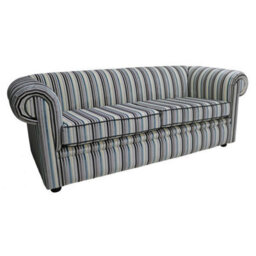 Chesterfield 1930's 3 Seater Riga Stripe Fabric Sofa Bespoke In Classic Style - thumbnail 2