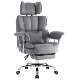 Grey Big& Tall Pu Leather Office Chair With Footrest, High Back - thumbnail 5