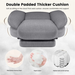 Grey Big& Tall Pu Leather Office Chair With Footrest, High Back - thumbnail 3