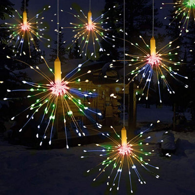 240 Led Multicolour Starry Hanging String Lights, Battery Operated, Christmas Decoration Starburst Lights - image 1