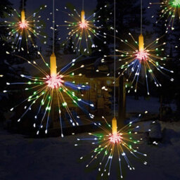 240 Led Multicolour Starry Hanging String Lights, Battery Operated, Christmas Decoration Starburst Lights - thumbnail 1