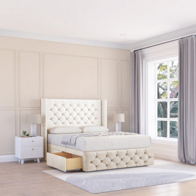 "Sloomy Luthor Plush Memory Foam Bed Set ,no Drawers, Mattress & 54"" Wingback Headboard With 12"" Footboard - Double" - image 1