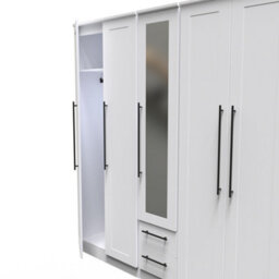 Howard Tall 5 Door 2 Drawer 1 Mirror Wardrobe In White Ash (Ready Assembled) - thumbnail 5