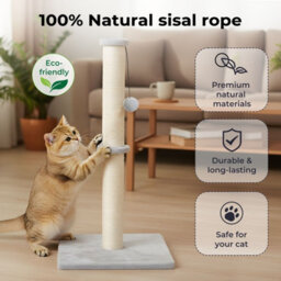 Skylos Cat Tree Scratching Post Wooden Furniture Stand With Ball Toy - thumbnail 5