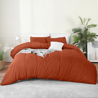 Bedlooms Rust Cotton Duvet Cover Set, Breathable & Anti-Allergic Bedding Pack, Double 200X200Cm - image 1