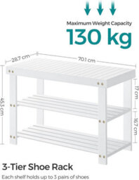 LEDREM Shoe Rack Bench, 3-Tier Bamboo Shoe Storage Organizer, Entryway Bench, 11.3 X 27.6 X 17.8 Inches, For Entryway Bathroom Bedroom - thumbnail 5