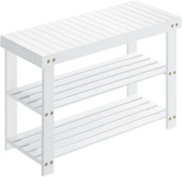 LEDREM Shoe Rack Bench, 3-Tier Bamboo Shoe Storage Organizer, Entryway Bench, 11.3 X 27.6 X 17.8 Inches, For Entryway Bathroom Bedroom - thumbnail 4