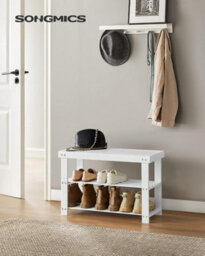 LEDREM Shoe Rack Bench, 3-Tier Bamboo Shoe Storage Organizer, Entryway Bench, 11.3 X 27.6 X 17.8 Inches, For Entryway Bathroom Bedroom - thumbnail 1