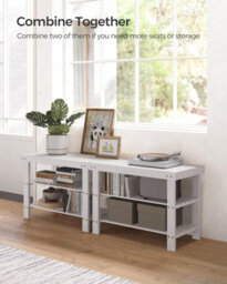 LEDREM Shoe Rack Bench, 3-Tier Bamboo Shoe Storage Organizer, Entryway Bench, 11.3 X 27.6 X 17.8 Inches, For Entryway Bathroom Bedroom - thumbnail 6