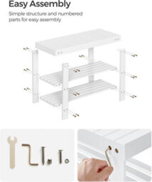 LEDREM Shoe Rack Bench, 3-Tier Bamboo Shoe Storage Organizer, Entryway Bench, 11.3 X 27.6 X 17.8 Inches, For Entryway Bathroom Bedroom - thumbnail 3
