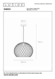 Lucide Danza Large Single Pendant Matt Gold - thumbnail 7