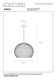 Lucide Danza Large Single Pendant Matt Gold - thumbnail 9