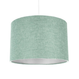 Happy Homewares Modern And Elegant Mint Plain Linen Fabric Drum Lamp Shade Maximum - thumbnail 2