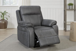 Faux Leather Grey Electric Recliner Chair Vegas - thumbnail 1