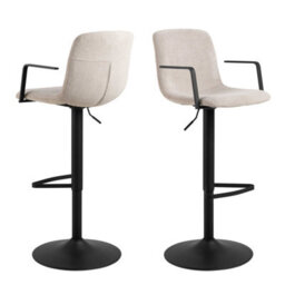 Wyld Haus Bamako Adjustable Swivel Bar Stool Pair In Beige Chenille - thumbnail 2