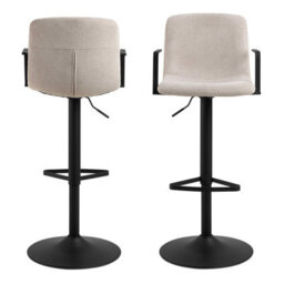 Wyld Haus Bamako Adjustable Swivel Bar Stool Pair In Beige Chenille - thumbnail 3