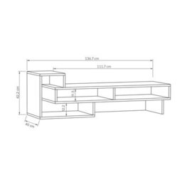"Decortie Tetra Modern Tv Stand Open Shelves Mocha Grey Multimedia Centre 43"" Tvs 136.5 Cm Wide" - thumbnail 3