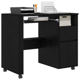 Berkfield Modern Black Oak Computer Desk Black Oak Engineered Wood, Metal Medium - thumbnail 3