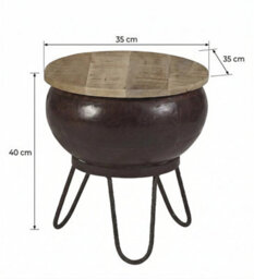 Kingwood Contemporary Reclaimed Metal & Wood Round Low Seater Coffee Table - thumbnail 4