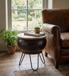 Kingwood Contemporary Reclaimed Metal & Wood Round Low Seater Coffee Table - thumbnail 3