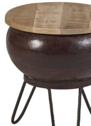 Kingwood Contemporary Reclaimed Metal & Wood Round Low Seater Coffee Table - thumbnail 2