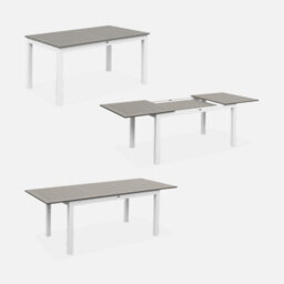 Sweeek - 6-Seater Extendable Aluminium Garden Table With Chairs White 210X89X75 Cm - Chicago 6 - thumbnail 4