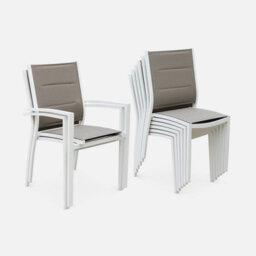 Sweeek - 6-Seater Extendable Aluminium Garden Table With Chairs White 210X89X75 Cm - Chicago 6 - thumbnail 7