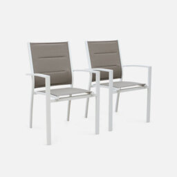Sweeek - 6-Seater Extendable Aluminium Garden Table With Chairs White 210X89X75 Cm - Chicago 6 - thumbnail 6