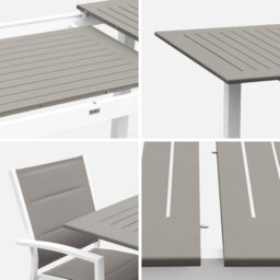 Sweeek - 6-Seater Extendable Aluminium Garden Table With Chairs White 210X89X75 Cm - Chicago 6 - thumbnail 8