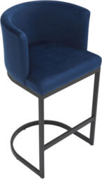 Lamboro Velino Velvet Kitchen Bar Stools, Matt Black Cantilever Frame, Seat With Backrest, Breakfast & Home Bar Stool - Blue - thumbnail 5