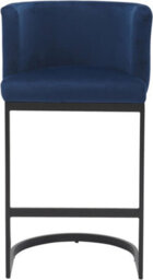 Lamboro Velino Velvet Kitchen Bar Stools, Matt Black Cantilever Frame, Seat With Backrest, Breakfast & Home Bar Stool - Blue - thumbnail 3