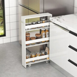 Costway 4-Tier Slim Storage Cart Narrow Rolling Kitchen Serving Cart W/ Open Shelves - thumbnail 1