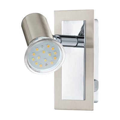 Satin Nickel Chrome Wall Light With Gu10 Bulb And Rocker Switch - image 1