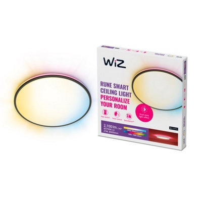 Wiz Tunable White And Rgb Aura Smart Connected Wifi Ceiling Mounted Light Black With App Control - image 1