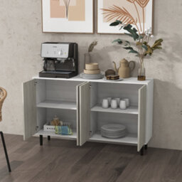 Homcom Sideboard Storage Cabinet For Living Room With Adjustable Shelves White - thumbnail 8