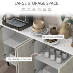 Homcom Sideboard Storage Cabinet For Living Room With Adjustable Shelves White - thumbnail 4