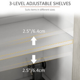 Homcom Sideboard Storage Cabinet For Living Room With Adjustable Shelves White - thumbnail 5