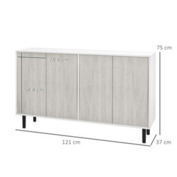 Homcom Sideboard Storage Cabinet For Living Room With Adjustable Shelves White - thumbnail 3