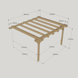 Rutland County Garden Furniture Wall Mounted Double Garden Pergola - Wood - L360 X W360 X H270 Cm - Rustic Brown - thumbnail 4