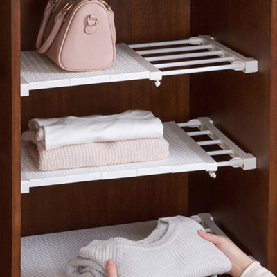 Living And Home White Extendable Wardrobe Storage Divider Adjustable Wall Mounted Storage Shelf W 80 Cm - image 1