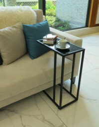 Aspect Furniture Bellini C Shape Table,sofa/side/end/laptop Table-Black Tempered Glass - thumbnail 2