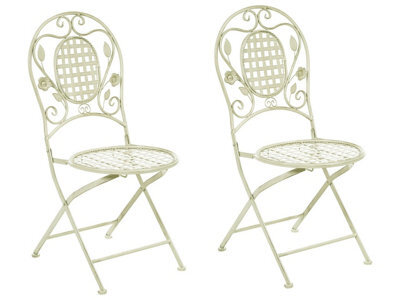 Beliani Set Of 2 Garden Chairs Bivio Folding Metal Light Green - image 1