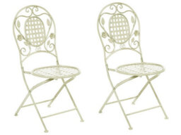 Beliani Set Of 2 Garden Chairs Bivio Folding Metal Light Green - thumbnail 1