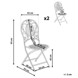 Beliani Set Of 2 Garden Chairs Bivio Folding Metal Light Green - thumbnail 3