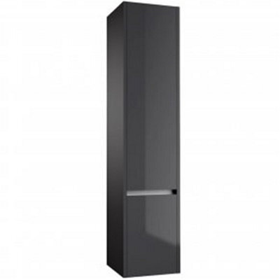 Clifton Bathroom Wall Mounted Tall Storage Unit 350mm Wide - Storm Grey Gloss - (Urban) - Brassware Not Included - image 1