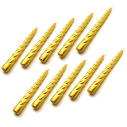 "SolaDirect Tapered Dinner Candles, Table Spiral Candles, Pack Of 10, Decorative Household Candles, Up To 7 Hours, 23 Cm / 9"" (Gold Metallic)" - thumbnail 5
