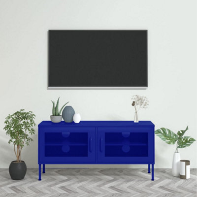 Walplus Tv Cabinet Navy Blue 105X35X50 Cm Steel - image 1