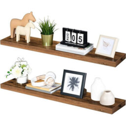 100 Cm Wall Mounted Shelves Floating Shelves Set Of 2 Wall Display Racks - thumbnail 1
