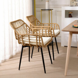 Nordlys Set Of 2 Metal And Rattan Dining Chairs Exotic Boho Dining Room - thumbnail 5