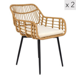 Nordlys Set Of 2 Metal And Rattan Dining Chairs Exotic Boho Dining Room - thumbnail 1